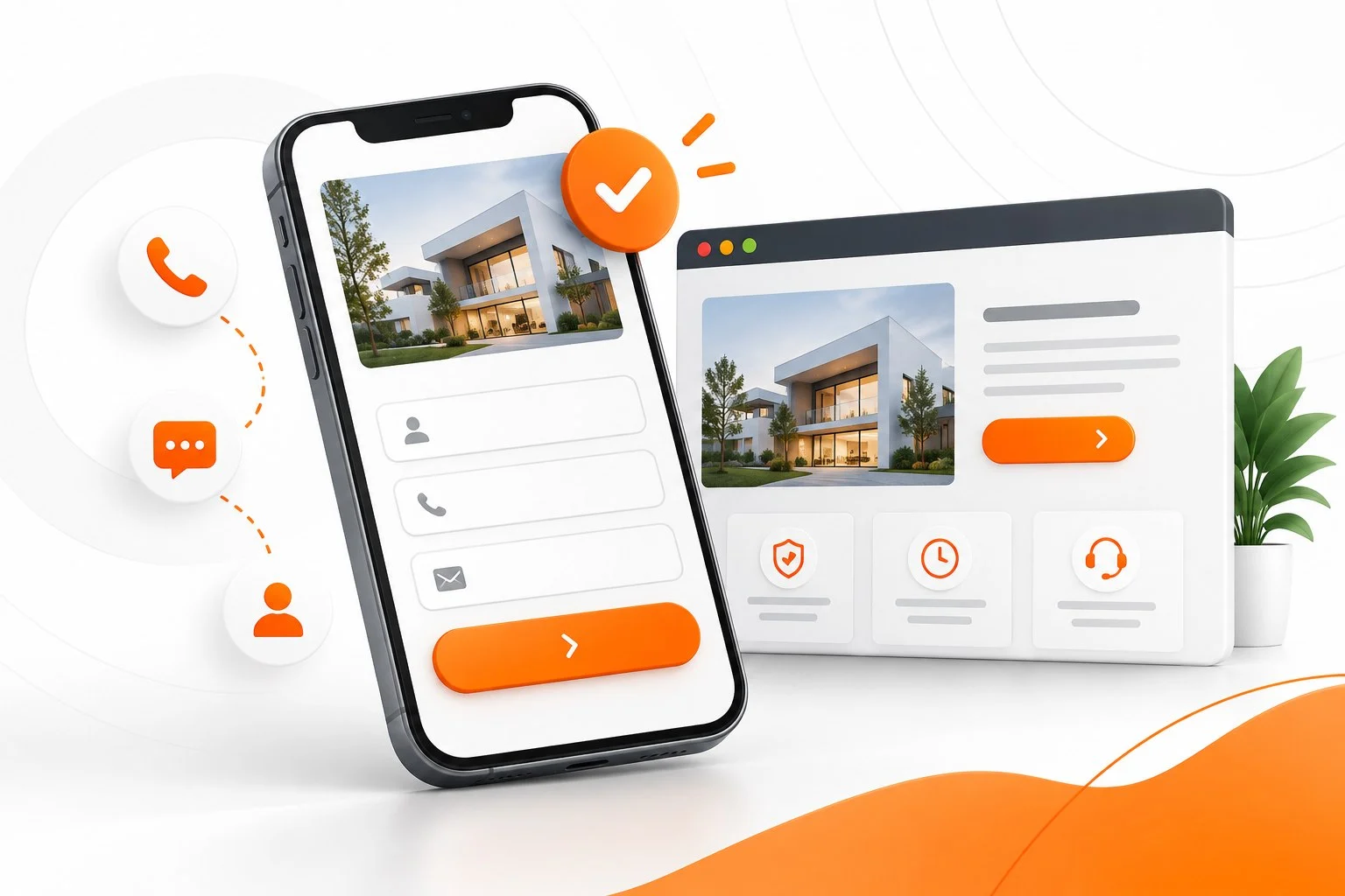 فرم کوتاه درخواست خدمات در موبایل با دکمه ارسال و تأیید موفقیت